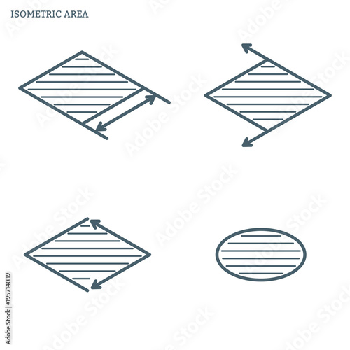 Area square icon. Outline area size symbol. Flat style line modern vector illustration. Colorful shapes and circles.