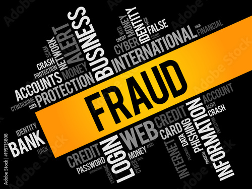 Fraud word cloud collage, technology business concept background