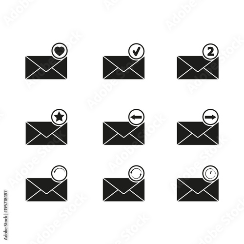 Set of envelopes email icons