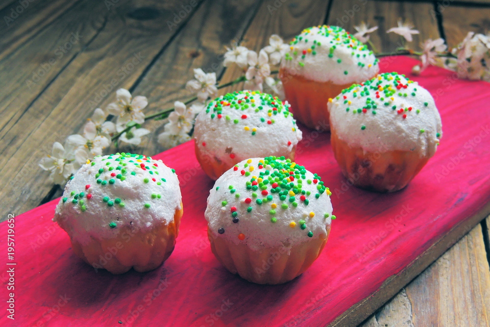 Easter cupcakes and a cherry twig Easter cupcakes and a cherry twig