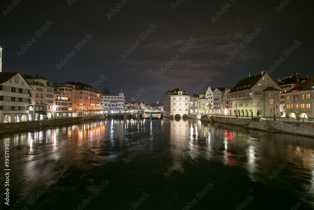 Zuerich Limmat by Night