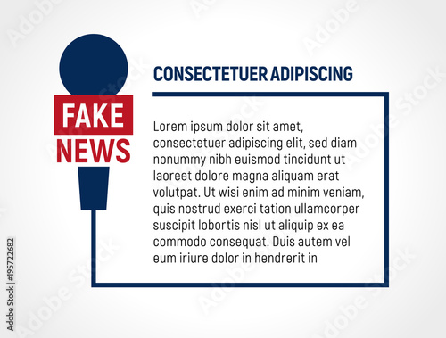 Microphone wire frame with text, fake news, false broadcast vector illustration. Newsletter template, vector illustration.