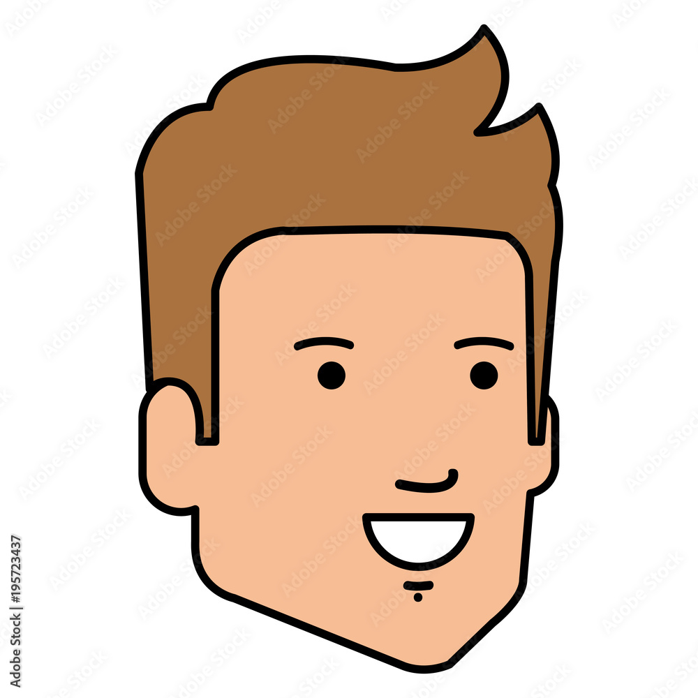 young man head avatar character vector illustration design