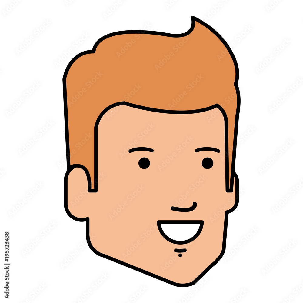 young man head avatar character vector illustration design