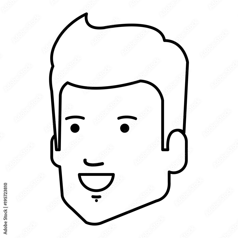 young man head avatar character vector illustration design