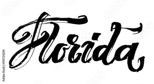 Florida. Modern Calligraphy Hand Lettering for Serigraphy Print