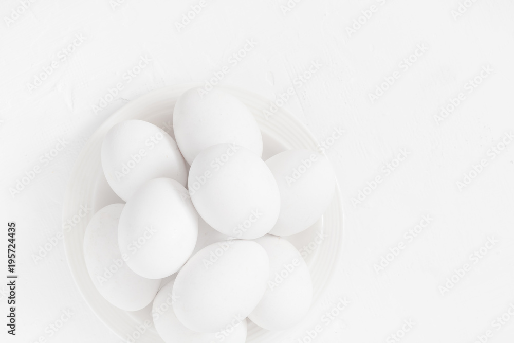 Easter background White eggs bowl Easter background White eggs bowl