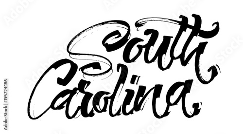 South Carolina. Modern Calligraphy Hand Lettering for Serigraphy Print