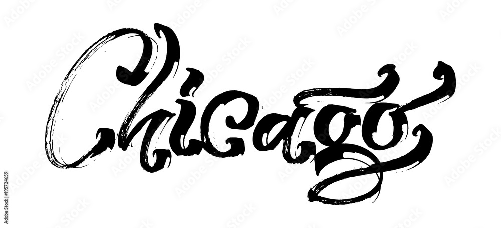 Chicago. Modern Calligraphy Hand Lettering for Serigraphy Print Chicago. Modern Calligraphy Hand Lettering for Serigraphy Print