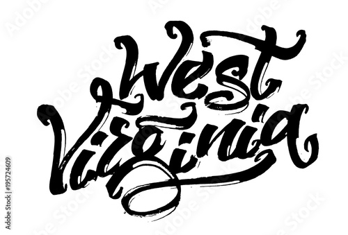 West Virginia. Modern Calligraphy Hand Lettering for Serigraphy Print
