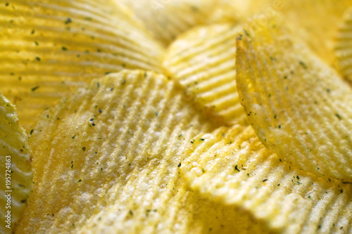 Detail of fried potato chips