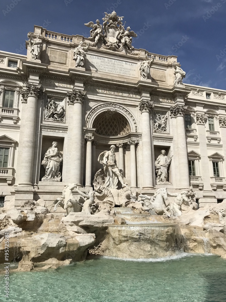 Ancient Trevi fountain in Rome the capital of Italy 
