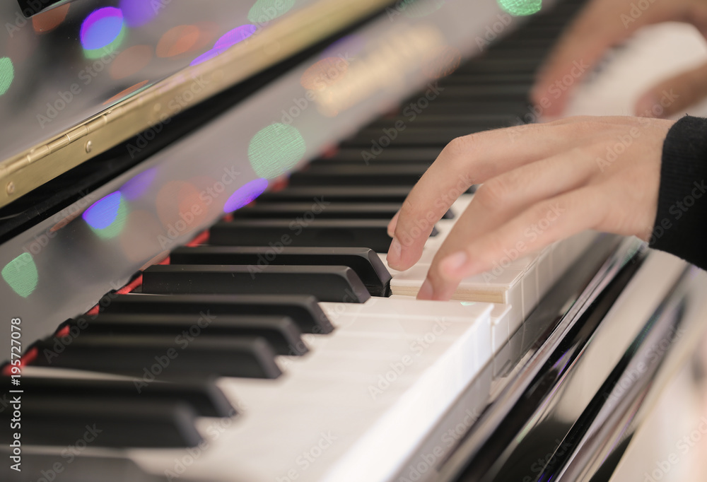 Fototapeta premium Playing Piano Close-up Shot