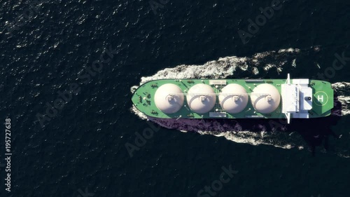 LNG tanker in the ocean, top view photo