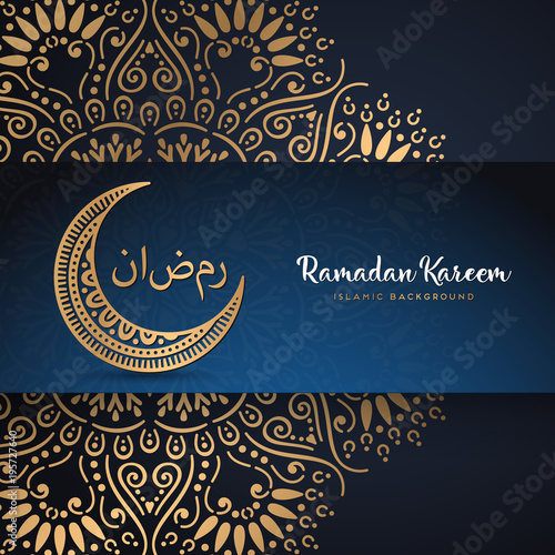 ramadan kareem greeting card design with mandala