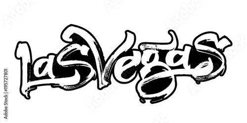 Las Vegas. Modern Calligraphy Hand Lettering for Serigraphy Print.