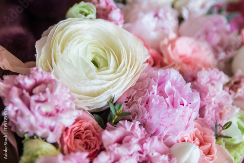 a bunch of fresh tender beautiful pink and white flowers 