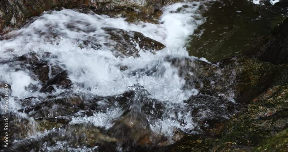view of a stream flowing down from stickle tarn in langdale in the lake district national park in the north of england showing the blurred water moving down over dark rock view of a stream flowing down from stickle tarn in langdale in the lake district national park in the north of england showing the blurred water moving down over dark rock