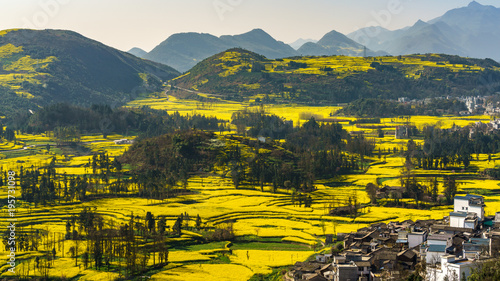 Morning Sky and Light at Snail Farms, Luositian Viewpoint in Niujie near Louping, South of China.