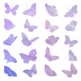 Abstract collection of butterfly silhouettes.