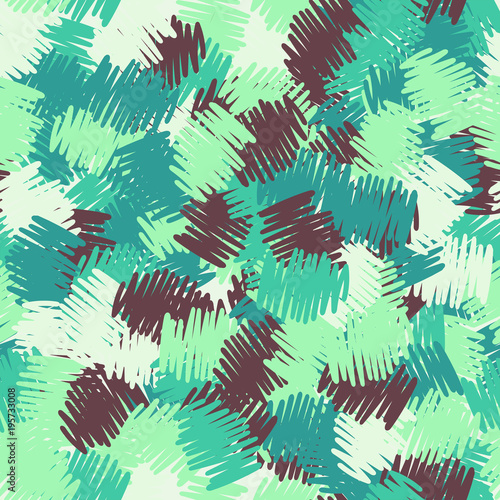 A seamless pattern of roughly shaded colorful doodles