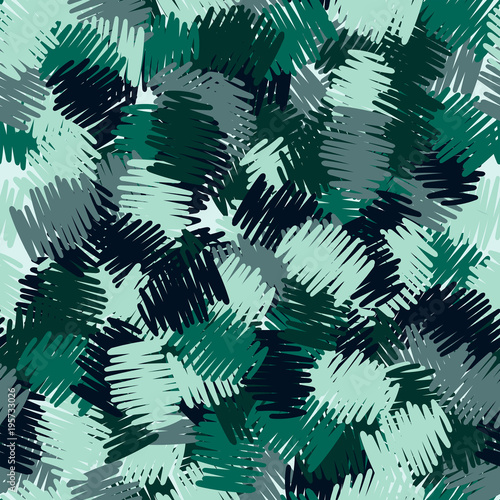 A seamless pattern of roughly shaded colorful doodles