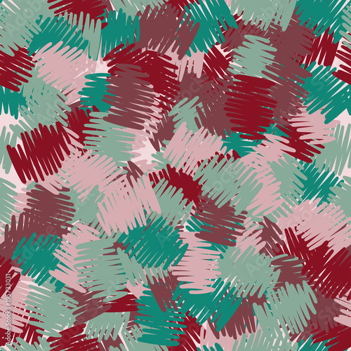 A seamless pattern of roughly shaded colorful doodles