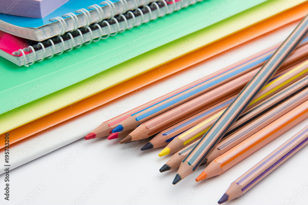 pencils folders and notebooks on the office table pencils folders and notebooks on the office table