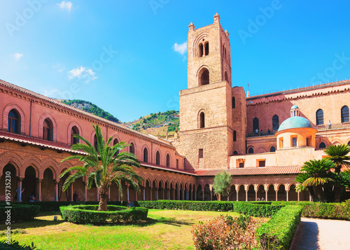 Garden at Monreale Cathedral in Sicily photo