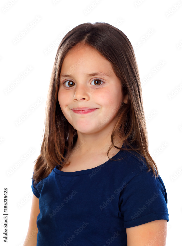 Happy small girl with long straight hair Happy small girl with long straight hair