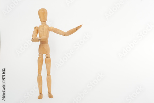 A wooden dummy shows to the right. On a white background.