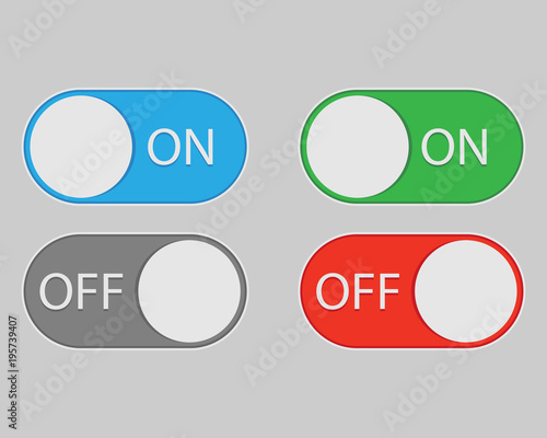On and Off switch toggle isolated onbackground. Vector illustration.