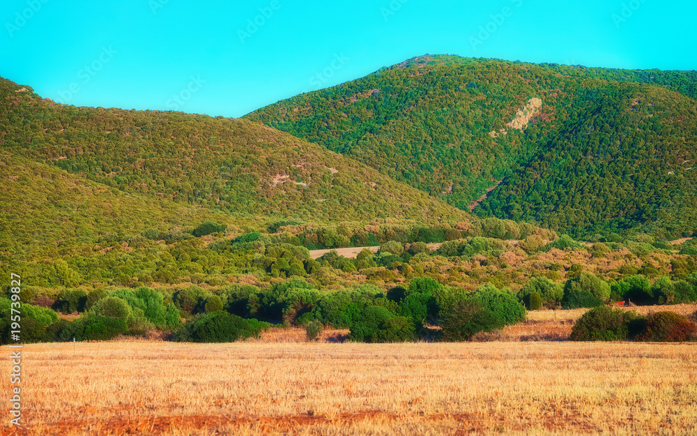 Landscape with mountains in Teulada at Carbonia Iglesias Sardinia