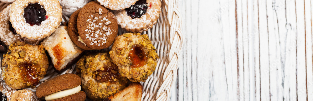 Mixed Cookies Background Dessert. Selective focus. Mixed Cookies Background Dessert. Selective focus.