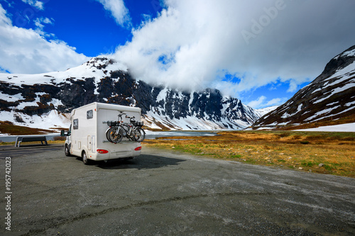 Family vacation travel RV, holiday trip in motorhome © Andrei Armiagov