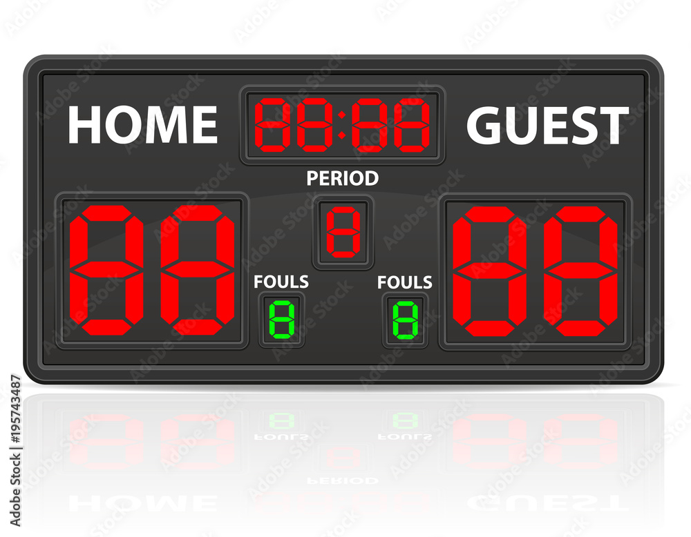 Fototapeta premium ilustracja wektorowa cyfrowej tablicy wyników sportowych koszykówki