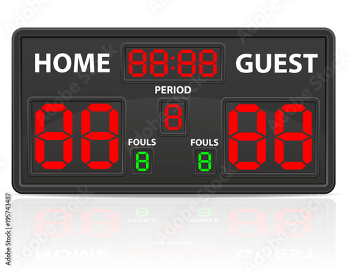 basketball sports digital scoreboard vector illustration