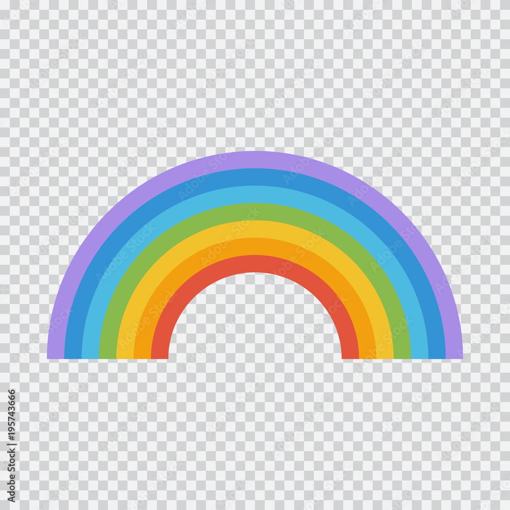 Fototapeta premium Rainbow vector flat icon isolated on transparent background.