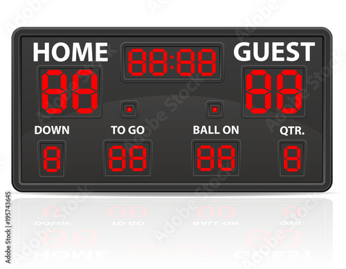 american football sports digital scoreboard vector illustration