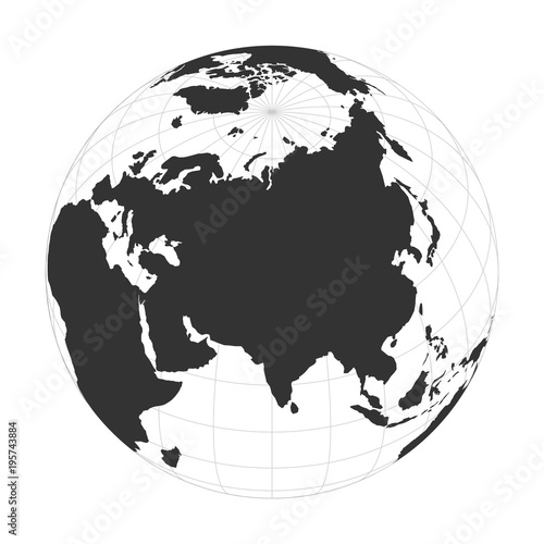 Vector Earth globe focused on Asia continent.