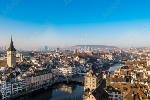 Downtown of Zurich city center at sunny day. © bitkiz