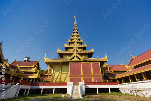 The golden pavilion in Mandalay Palace built in 1875 by the King Mindon, Mandalay, Myanmar