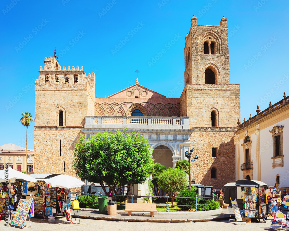Small street market at Monreale Cathedral Sicily