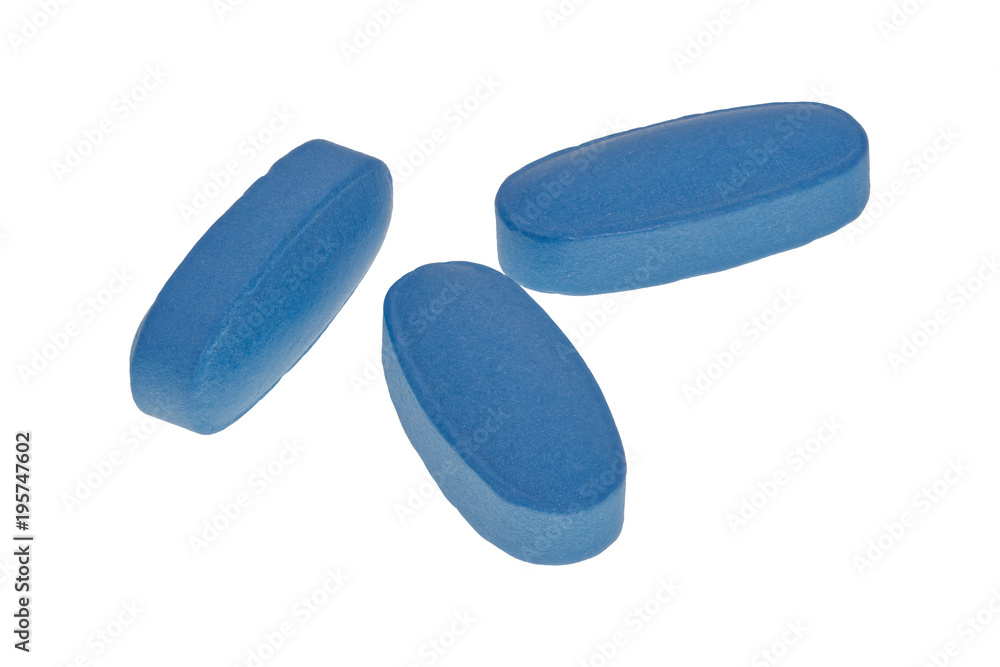 Blue pills on a white background Blue pills on a white background
