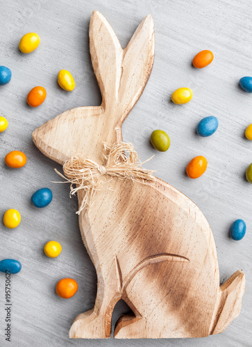 Easter holiday bunny on a rustic background