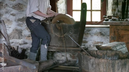 Inside a colonial village blacksmith at fort louisbourg Canada photo