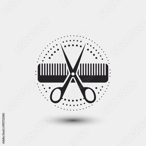 Hair salon logo scissors comb vector illustration