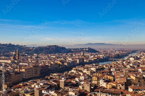 Arno river top view over the rooftops of Florence, Toscana, Italy © umike_foto
