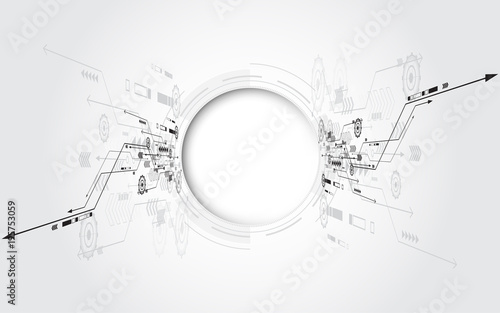 Grey white Abstract technology background with various technology elements