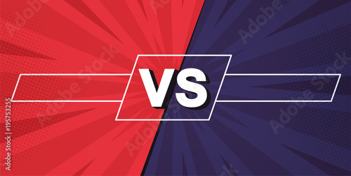 Versus screen. Fight backgrounds against each other, red vs blue.